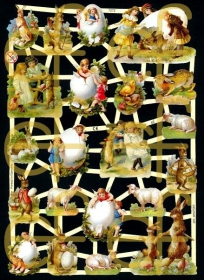 Glanzbilder mit Silber-Glimmer - verschiedene Ostermotive