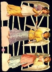 Glanzbilder mit Silber-Glimmer - 3 große Engel auf je einer Wolke Glanzbilder mit Silber-Glimmer - 3 große Engel auf je einer Wolke