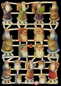 Glanzbilder mit Silber-Glimmer - Weichnachtsmänner & Weihnachtsmannköpfe Glanzbilder mit Silber-Glimmer - Weichnachtsmänner & Weihnachtsmannköpfe