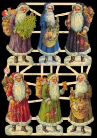 Glanzbilder mit Silber-Glimmer - Sechs Weihnachtsmänner Glanzbilder mit Silber-Glimmer - Sechs Weihnachtsmänner