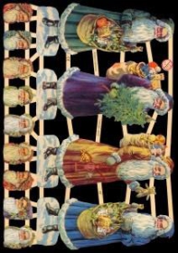 Glanzbilder mit Gold-Glimmer - 4 große Weihnachtsmänner Glanzbilder mit Gold-Glimmer - 4 große Weihnachtsmänner