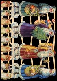 Glanzbilder - 4 große Weihnachtsmänner