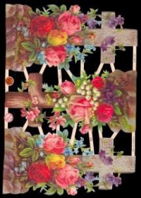 Glanzbilder mit Silber-Glimmer - Drei große Kreuze mit Rosen