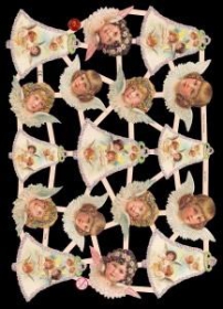 Glanzbilder mit Silber-Glimmer - 9 Engelglocken und 10 Engelköpfe Glanzbilder mit Silber-Glimmer - 9 Engelglocken und 10 Engelköpfe