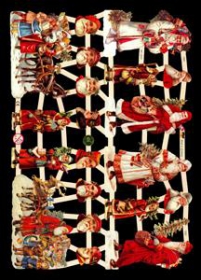 Glanzbilder mit Silber-Glimmer - 6 stehende Weihnachtsmänner, 10 Köpfe Glanzbilder mit Silber-Glimmer - 6 stehende Weihnachtsmänner, 10 Köpfe