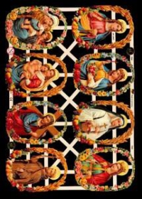 Glanzbilder mit Gold-Glimmer - 8 Bilder mit Heiligen