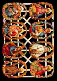 Glanzbilder mit Silber-Glimmer - 8 Bilder mit Heiligen