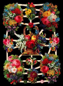 Glanzbilder mit Silber-Glimmer - Blumenkörbe und Blumensträuße Glanzbilder mit Silber-Glimmer - Blumenkörbe und Blumensträuße