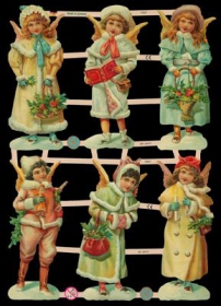 Glanzbilder mit Gold-Glimmer - 6 Schnee-Engel