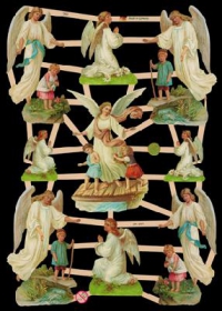 Glanzbilder mit Gold-Glimmer - 9 Schutzengel mit Kinder