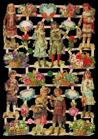 Glanzbilder - Kinder mit Blumen