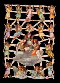 Glanzbilder mit Silber-Glimmer - 17 Engelbilder u.a. auf einer Wolke