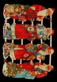 Glanzbilder mit Gold-Glimmer - 4 Weihnachtsmänner Glanzbilder mit Gold-Glimmer - 4 Weihnachtsmänner