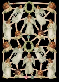 Glanzbilder mit Silber-Glimmer - weiße Engel und Engelköpfe Glanzbilder mit Silber-Glimmer - weiße Engel und Engelköpfe