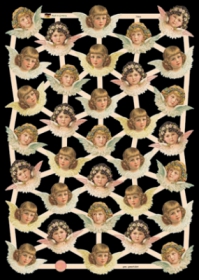 Glanzbilder mit Silber-Glimmer - 33 Engelköpfe