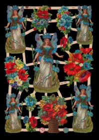 Glanzbilder mit Silber-Glimmer - 5 Blumenelfen und 8 Blumensträuße