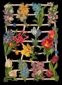 Glanzbilder mit Silber-Glimmer - 12 Blumensträuße