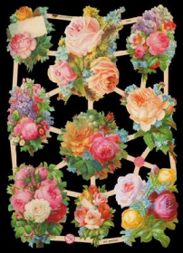 Glanzbilder mit Silber-Glimmer - 9 Rosensträuße Glanzbilder mit Silber-Glimmer - 9 Rosensträuße