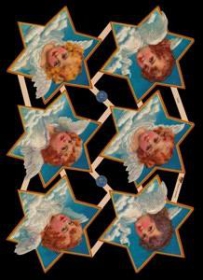 Glanzbilder mit Silber-Glimmer - 6 Sterne mit Engel