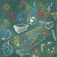 Servietten 33x33 cm - Blackboard ABC