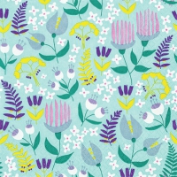 Servietten 33x33 cm - Tropical Flora aqua