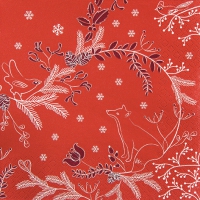 Servietten 33x33 cm - Winter Woods red