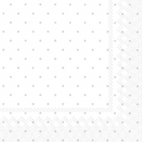 Servietten 25x25 cm - FINE DOTS white silver