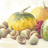 Servietten 25x25 cm - PUMPKIN AND ACORNS cream