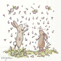 Servietten 25x25 cm - BLOSSOMS AND BUNNIES white