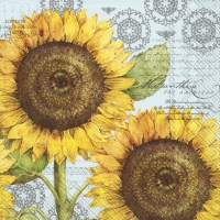 Servietten 25x25 cm - BOTANICAL SUNFLOWER light blue