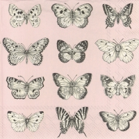 Servietten 25x25 cm - BUTTERFLIES light rose