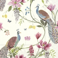 Servietten 25x25 cm - PEACOCK GARDEN cream