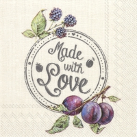 Servietten 25x25 cm - PLUMS, MADE WITH LOVE linen