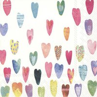 Servietten 25x25 cm - RAINBOW HEARTS