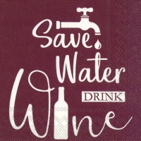 Servietten 25x25 cm - SAVE WATER bordeaux