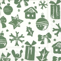 Servietten 25x25 cm - SNOWMAN STAMP green Servietten 25x25 cm - SNOWMAN STAMP green