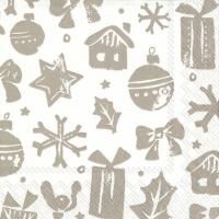 Servietten 25x25 cm - SNOWMAN STAMP linen Servietten 25x25 cm - SNOWMAN STAMP linen