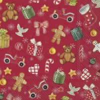 Servietten 25x25 cm - FESTIVE CHRISTMAS TOYS red Servietten 25x25 cm - FESTIVE CHRISTMAS TOYS red