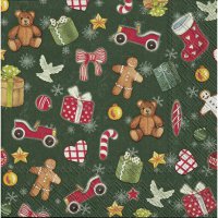 Servietten 25x25 cm - FESTIVE CHRISTMAS TOYS green Servietten 25x25 cm - FESTIVE CHRISTMAS TOYS green