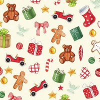 Servietten 25x25 cm - FESTIVE CHRISTMAS TOYS cream Servietten 25x25 cm - FESTIVE CHRISTMAS TOYS cream