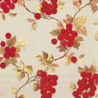 Servietten 33x33 cm - RED BERRIES linen