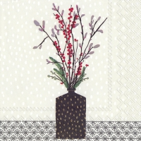 Servietten 33x33 cm - PUSSY WILLOW AND BERRIES