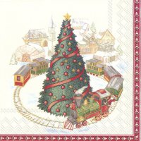 Servietten 33x33 cm - CHRISTMAS TRAIN IN TOWN (V&B)