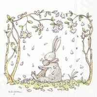 Servietten 33x33 cm - BLOSSOMS AND BUNNIES white