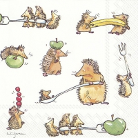 Servietten 33x33 cm - FUNNY HEDGEHOGS white