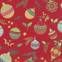 Servietten 33x33 cm - PRETTY GLOBES red