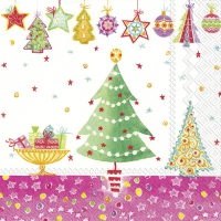 Servietten 33x33 cm - CHEERY CHRISTMAS pink