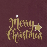 Servietten 33x33 cm - SHINY MERRY CHRISTMAS bordeaux