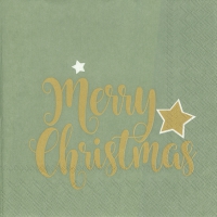 Servietten 33x33 cm - SHINY MERRY CHRISTMAS celadon