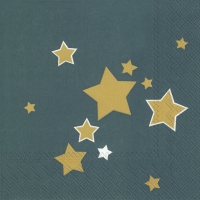 Servietten 33x33 cm - SHINY STARS petrol